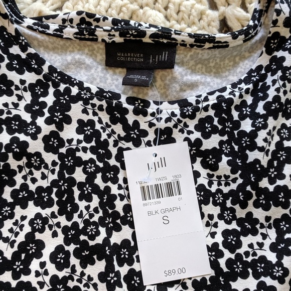 NWT J Jill small black white long sleeve shirt - Picture 3 of 8
